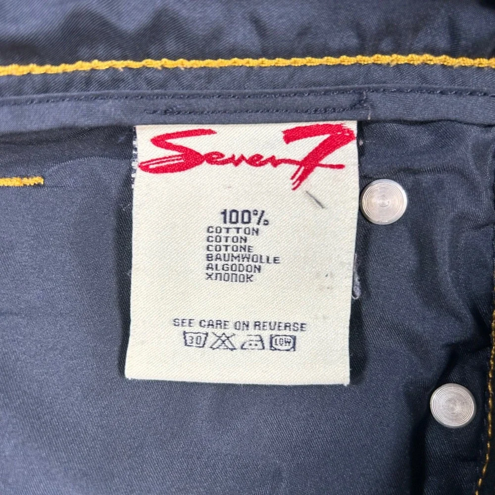 Seven7 For All Mankind Jeans Mens 38 Denim Blue Relaxed Distressed Tailored‎ Hem